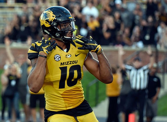Missouri tight end Jason Reese celebrates after scoring a touchdown during a game against Georgia earlier this month at Faurot Field.