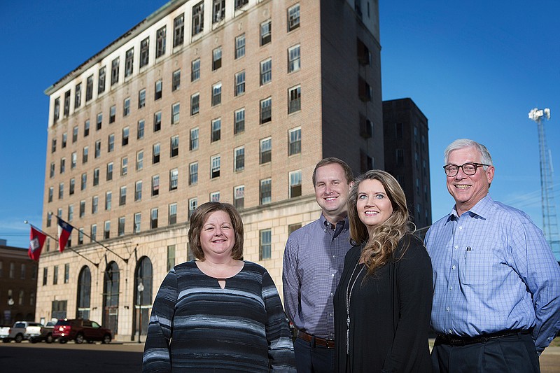 Daphnea Ryan Panner II; David Orr, director of Planning and Community Development; Betsy Freeman, grant administrator; and Jerry Sparks, director of Economic Development, all with with the city of Texarkana, Texas, have been working with a developer to secure various grants for the renovation of the Hotel Grim in downtown Texarkana. 