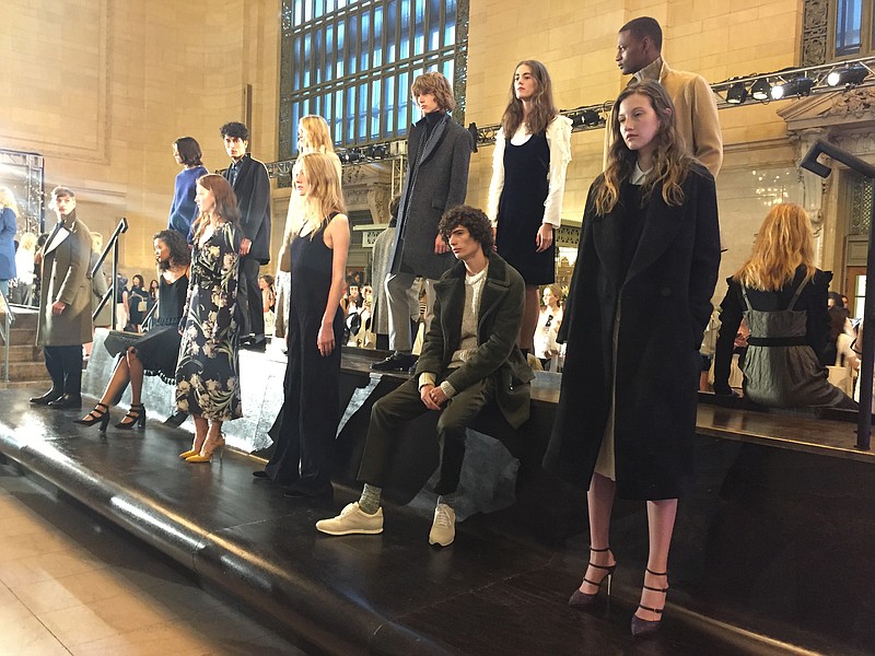 Men's and women's looks from the Club Monaco see now/buy now presentation on Sept. 9, 2016 at Vanderbilt Hall inside Grand Central Terminal in New York City. The event was part of New York Fashion Week. 