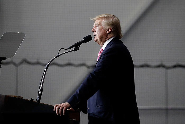 Republican presidential candidate Donald Trump speaks at a rally Saturday in Manheim, Pennsylvania.