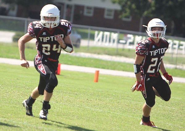 Seth Gibson (24) and Dalton Weaver (22) are two of the several Tipton players who are on the field for nearly every snap.