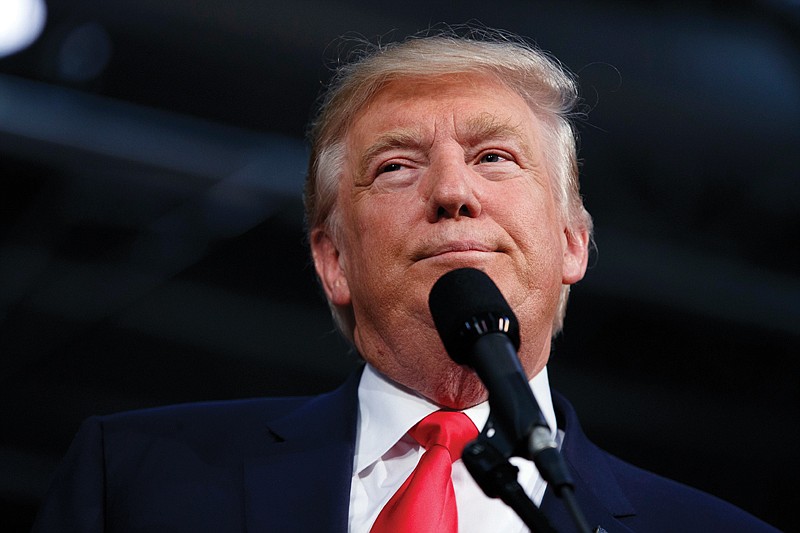 Republican presidential candidate Donald Trump speaks Monday during a campaign rally in Ambridge, Pa.