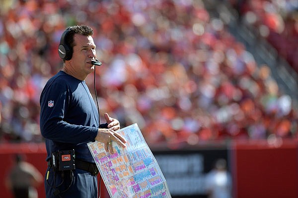 Broncos head coach Gary Kubiak watches from the sideline during the first half of a game earlier this month against the Buccaneers in Tampa, Fla.