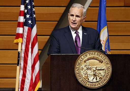 In this March 9, 2016, file photo, Minnesota Democratic Gov. Mark Dayton delivers his State of the State address at the University of Minnesota in Minneapolis.