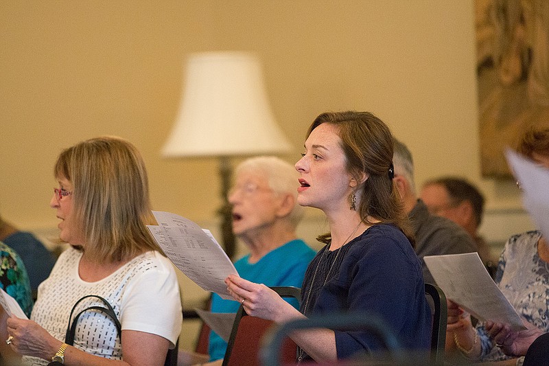 Amy Meadows and others attend the Wednesday Music Club at First United Methodist Church in Texarkana, Ark. The club is changing its name to AR-TX Music Connection.