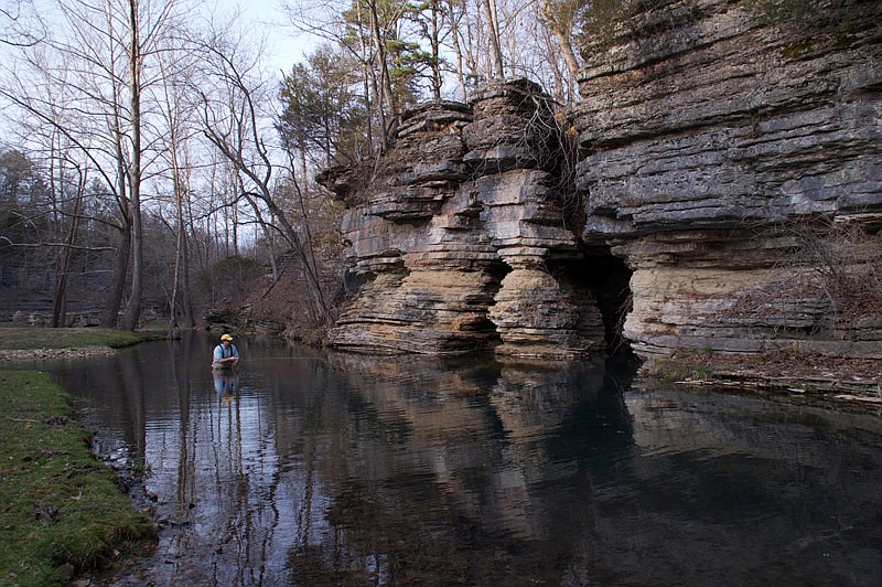 Dogwood Canyon contains scenic private fishing waters full of lunker trout. 