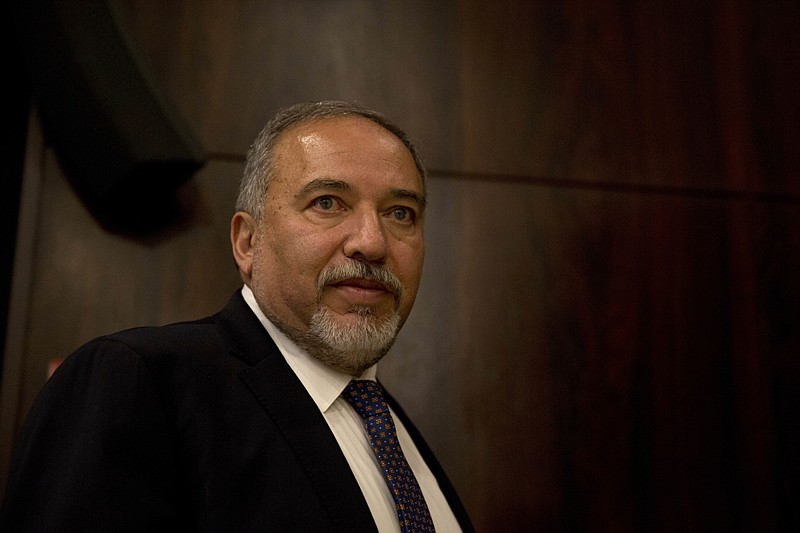Israeli Defense Minister Avigdor Lieberman appears on May 30 at the Knesset, Israel's parliament, before his swearing-in ceremony, in Jerusalem. 