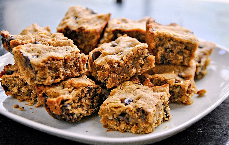 Peanut butter oatmeal chocolate chip bars. 