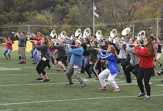 After last weekend's competition in St. Louis, members of Jefferson City High School's marching band practice this week in preparation for this weekend's regional competition in Atlanta.