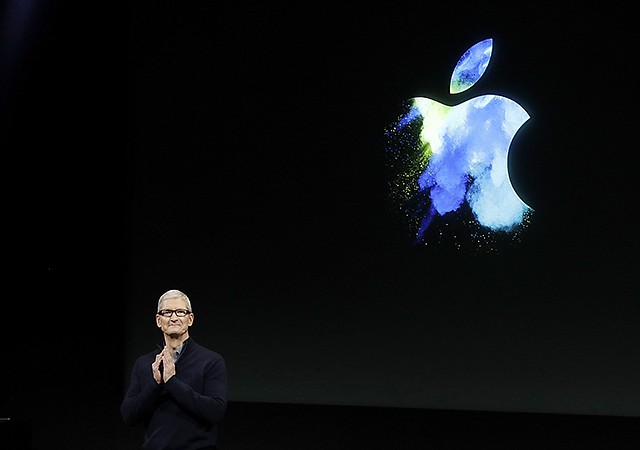 Apple CEO Tim Cook speaks Thursday during an announcement of new products in Cupertino, California.