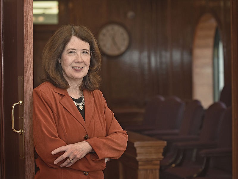 Judge Pat Joyce poses in her fourth-floor Cole County Courthouse office.