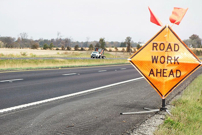 In this Oct. 22, 2018 photo, a sign placed by MoDOT sits on the side of U.S. 54. in Callaway County.