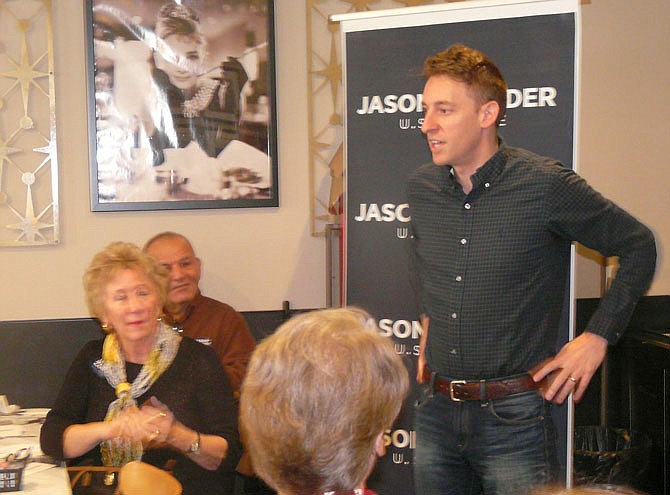 Democratic U.S. Senate candidate Jason Kander was at Oscar's Diner Tuesday for a lunchtime campaign stop.