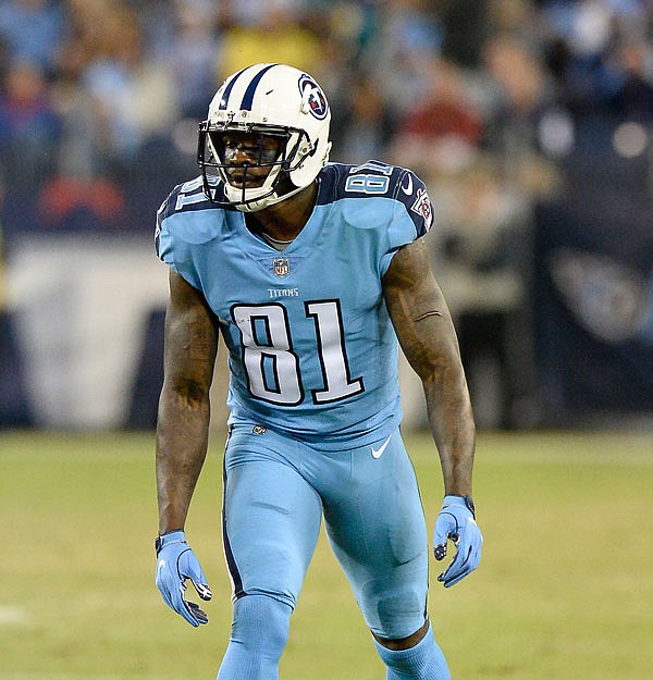 Titans wide receiver Andre Johnson lines up for a play during last Thursday night's game against the Jaguars in Nashville, Tenn. Johnson, a seven-time Pro Bowl selection, is retiring at the age of 35. 