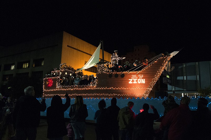 The 'Old Ship of Zion' float makes its way along the 2015 annual Texarkana Christmas Parade in downtown Texarkana. 


