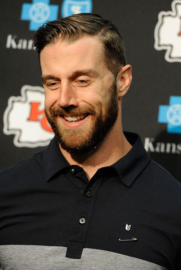 Chiefs quarterback Alex Smith speaks to the media after last Sunday's game against the Panthers in Charlotte, N.C.