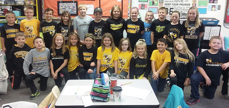 Katia Steinbeck's third grade class sport their black and gold wear to show support of "Today you are you and we are hornets" day Nov. 18 during St. Elizabeth R-4 School District's Anti-Bullying Week Nov. 14-18. 