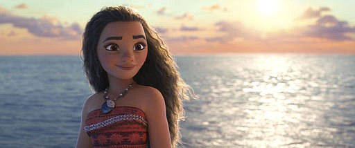 This image released by Disney shows Moana, voiced by Auli'i Cravalho, in a scene from the animated film, "Moana." 
