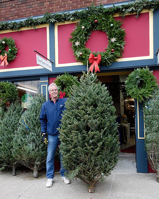 At 6-foot-9-inches tall, Reuben Wentworth probably finds it easier than most to put a star on top of his Christmas tree. He recently hauled 100 trees, wreathes and garland from New Hampshire and is offering them for sale in front of his daughter's Court Street business, RCW Gifts of New England.