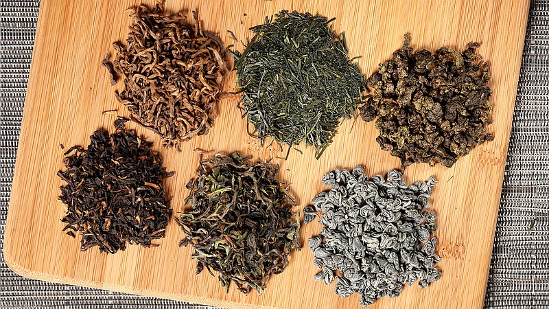 Popular teas include, clockwise from top left, pu-erh, sencha, oolong, gunpowder, darjeeling and Assam. 