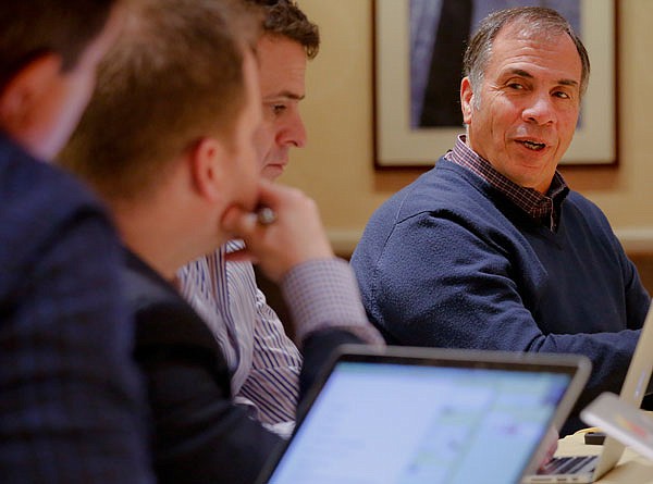 Bruce Arena, back in charge of the U.S. national soccer team for the first time in a decade, speaks Tuesday during an interview in New York. Arena was hired last week to replace Jurgen Klinsmann as U.S. coach following losses at home to Mexico and at Costa Rica in the first two games in the final round of World Cup qualifying.
