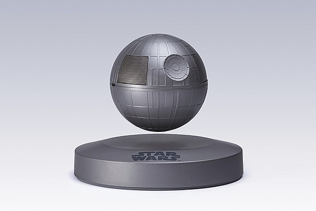 This photo provided by Plox shows the "Star Wars" Death Star levitating bluetooth speaker. It's a little tricky to set up, but once you get the Death Star positioned correctly over its base, it floats in the air thanks to well-placed magnets and a little help from "The Force." The Death Star rotates with a tap. The sound quality is pretty good, and the rechargeable battery will give you five hours of sound.