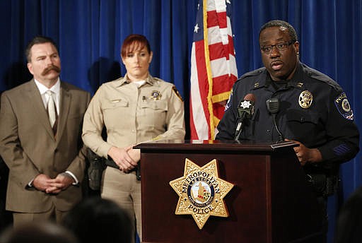 Clark County School District Police Capt. Ken Young speaks about 13-year-old Fabriccio Patti, who was fatally shot while attempting to rob a Las Vegas smoke shop, during a press conference at Metropolitan Police Department headquarters, on Tuesday, Dec. 6, 2016 in Las Vegas.