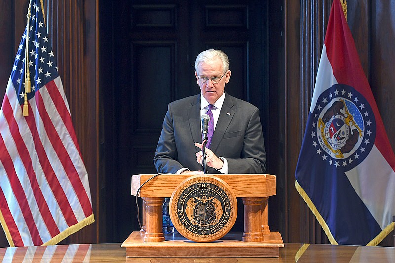 Missouri Gov. Jay Nixon hosts a press conference Wednesday, Dec. 7, 2016 at the state Capitol announcing $51 million in restrictions of budgeted spending, including nearly $43 million for Medicaid.