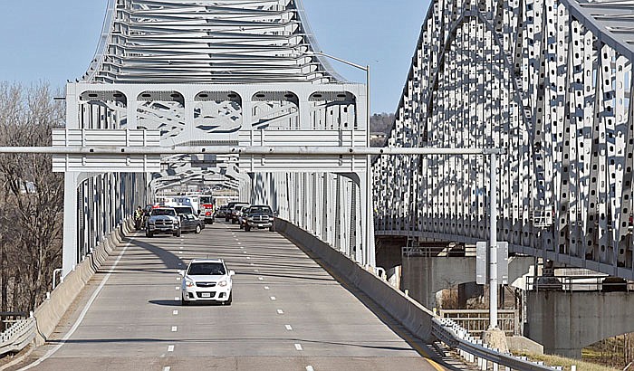 The Missouri River bridge on U.S. 54 in Jefferson City.