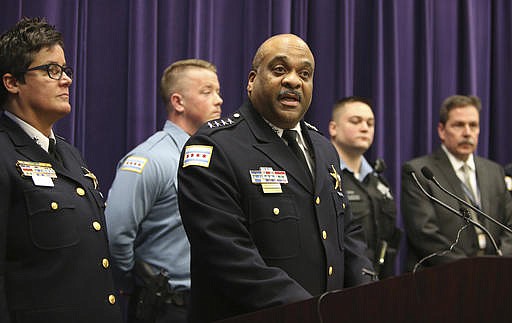 Chicago Police Superintendent Eddie Johnson speaks during a news conference Thursday, Jan. 5, 2017, on the hate crime and other charges filed against four individuals for an attack on a man that was captured on a Facebook video. 