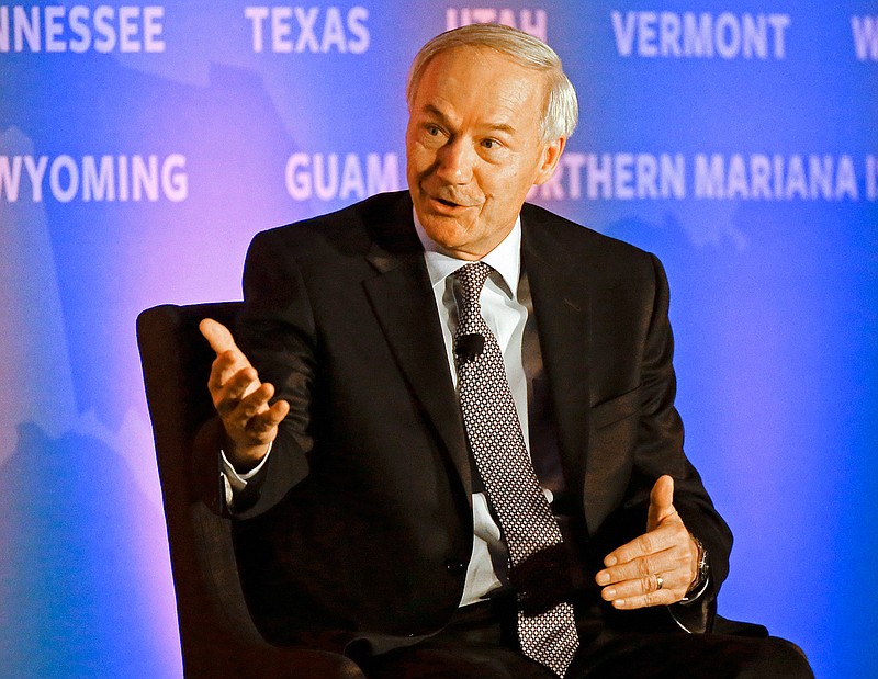 In this Nov. 15, 2016 file photo, Arkansas Gov. Asa Hutchinson speaks during the Republican Governors Association annual conference in Orlando, Fla. In an interview with The Associated Press on Thursday, Jan. 5, 2017, Hutchinson said he expects a tougher fight over his $50 million tax cut plan than what he encountered two years ago, when he won approval for a much larger reduction for thousands of middle-income taxpayers. 