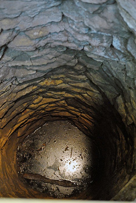 A view into a 19th century well uncovered in the Versailles Chamber of Commerce building.