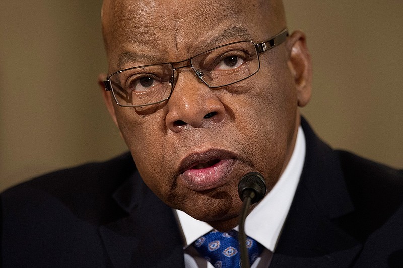 In this Jan. 11, 2017 file photo, Rep. John Lewis, D-Ga. testifies on Capitol Hill in Washington at the confirmation hearing for Attorney General-designate, Sen. Jeff Sessions, R-Ala., before the Senate Judiciary Committee. Lewis says he's doesn't consider Donald Trump a "legitimate president," blaming the Russians for helping the Republican win the White House.