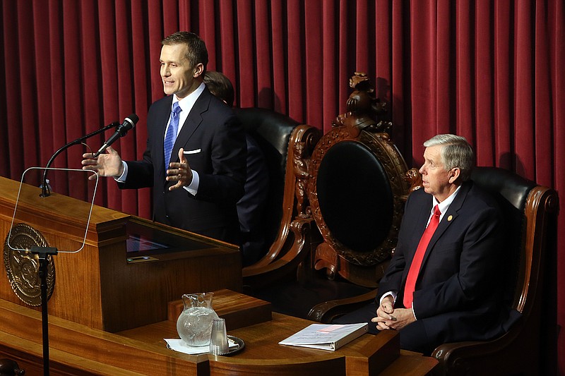 Gov. Eric Greitens speaks during his State of the State address Tuesday, Jan. 17, 2016.