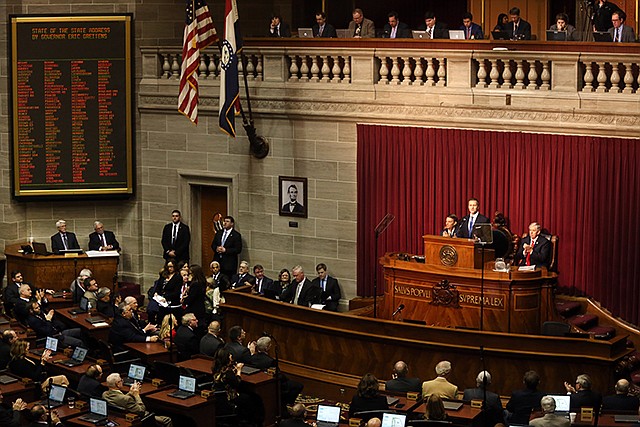 Gov. Eric Greitens delivers his first State of the State address Tuesday in the Capitol. Greitens revealed his plan for his governorship, which included promises made on the campaign trail. 