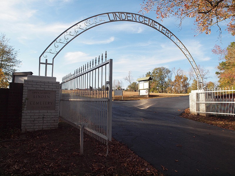 The entrance to Linden Cemetery is especially engaging. On the nameplate are the words, "Open Sunrise. Close Sunset."
