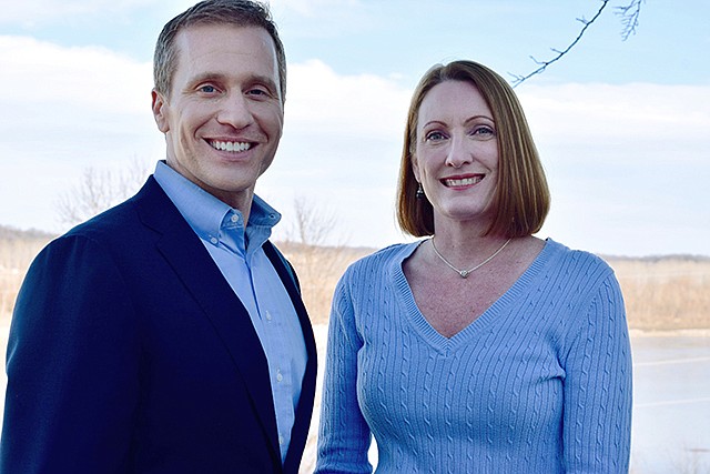 Gov. Eric Greitens, left, announced Wednesday that Carol Comer will head Missouri's Department of Natural Resources (DNR).