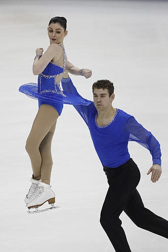 Haven Denney and Brandon Frazier perform during the pairs free skate competition at the U.S. Figure Skating Championships Saturday, Jan. 21, 2017, in Kansas City, Mo. 