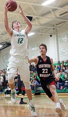 Jason Rackers of Blair Oaks goes up for a basket during Tuesday night's game against Southern Boone in Wardsville.