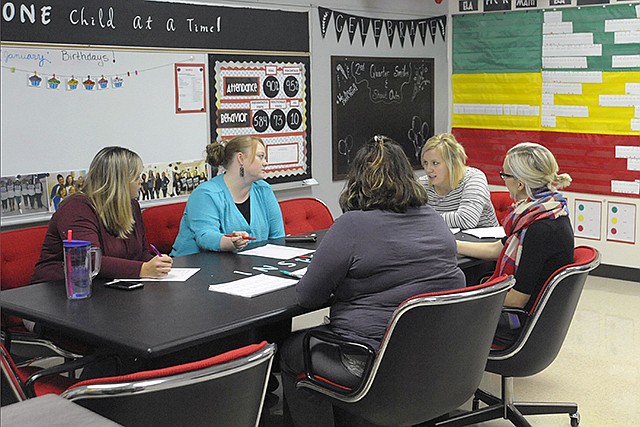 The California Elementary School third-grade team recently met for its bi-weekly meeting in the school's new data room, which provides a quick and concise place for teachers to access a variety of student information to help guide future instruction.