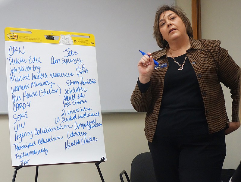 Facilitated by CMCA Chief Programs Officer Angela Hirsch, attendees at the Community Conversation Friday, Feb. 3, 2017, brainstormed opportunities and advantages already existing in Callaway County. The list eventually filled every spare inch of the paper.