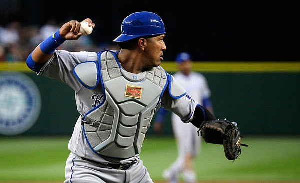 Royals catcher Salvador Perez has one of the quickest throws to second in baseball, which may make opposing teams think twice about attempting to steal a base.