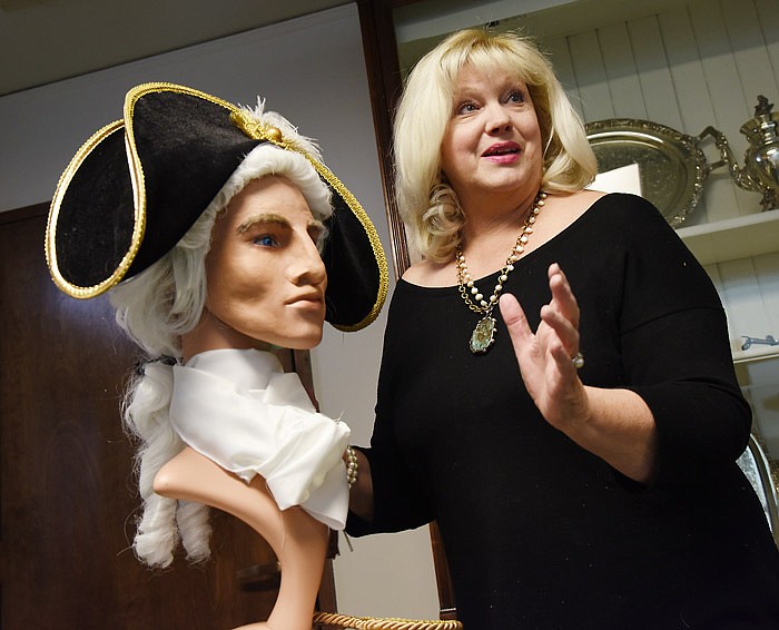 Nancy Wilson tells about building out the face of George Washington by using modeling clay and sculpting it to look more like he may have looked in his younger military days. She and Kathleen Wilbers have been working hard to prepare the Washington exhibit at the Cole County Historical Society, which opens Feb. 19, 2017 with a reception beginning at 2 p.m.