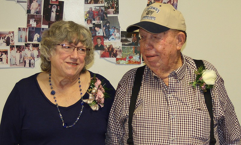 Jimmy and Ronda Hays share a smile at their 50th wedding anniversary Saturday, Feb. 11, 2017. Surrounded by family and friends, the event was capped off by the cutting of a cake, which matched to the one they had on their wedding day.