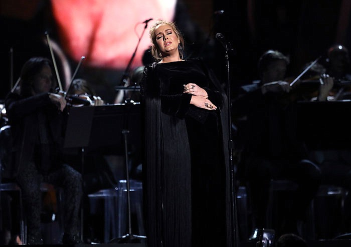 British singer Adele performs at the Grammys