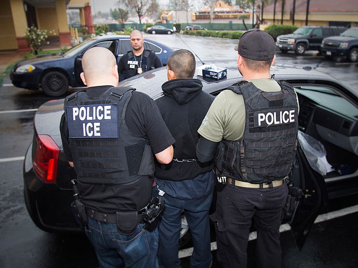 Foreign nationals are arrested during a targeted enforcement operation conducted by U.S. Immigration and Customs Enforcement (ICE) aimed at immigration fugitives, re-entrants and at-large criminal aliens in Los Angeles. Advocacy groups said that Immigration and Customs Enforcement officers are rounding up people in large numbers around the country, with roundups in Southern California being especially heavy-handed, as part of stepped-up enforcement under President Donald Trump. 