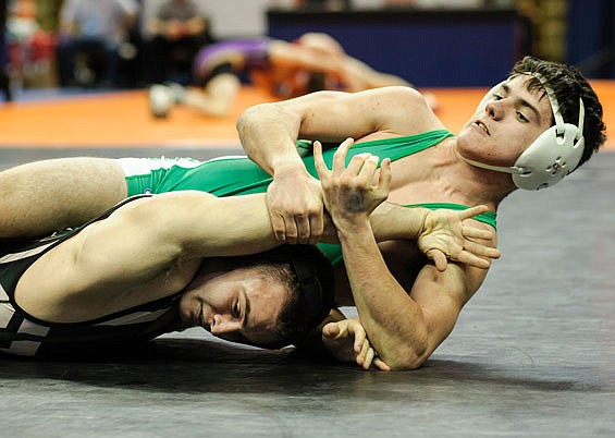 Bo Thomas of Blair Oaks competes in last year's Class 1 state wrestling championships at Mizzou Arena. Thomas is one of five Falcon qualifiers this year.