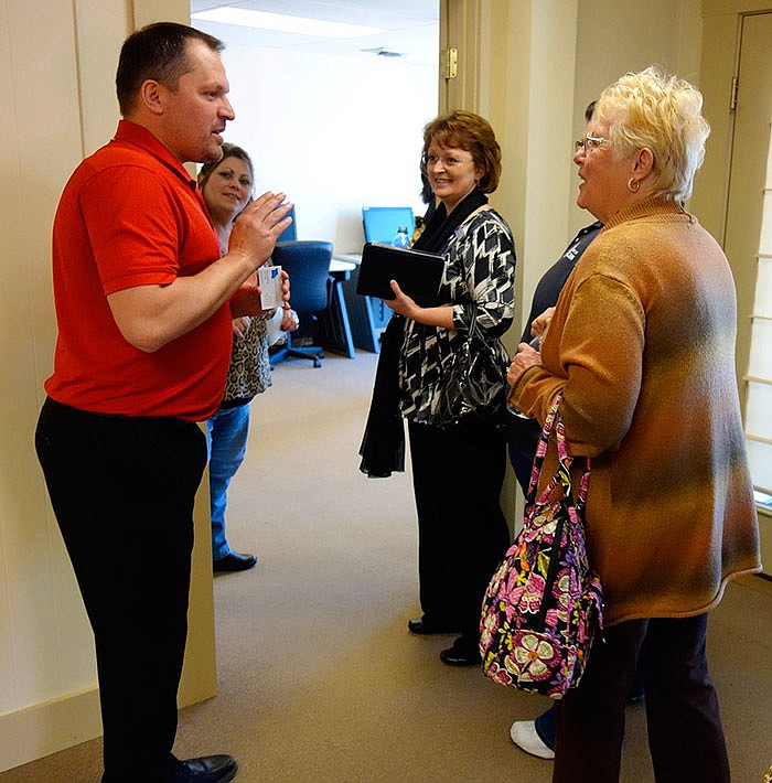 Shane Moriarity, project manager for Central Region Workforce Investment Board, gives a tour to community leaders Friday at the Missouri Job Center office, 510 Market St. next door to the Callaway Chamber of Commerce.