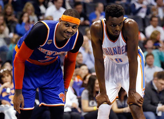 Knicks forward Carmelo Anthony (left) could be dealt from New York before the NBA's trade deadline.