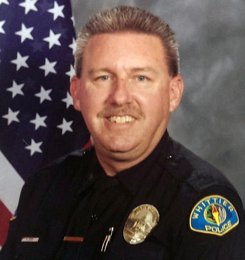 This undated photo provided by the Whittier Police Department shows Whittier police officer Keith Boyer. On Monday, Feb. 20, 2017, Boyer was answering a report of a traffic accident when he was shot and killed, authorities said.